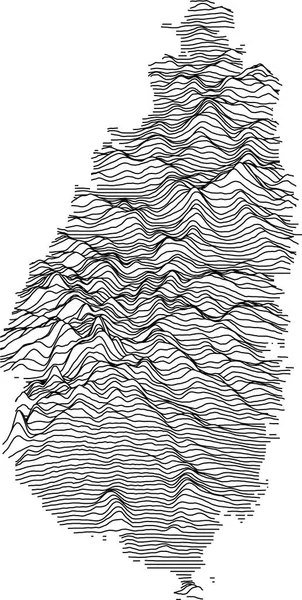 黒い輪郭線でセントルシアの地形図 — ストックベクタ