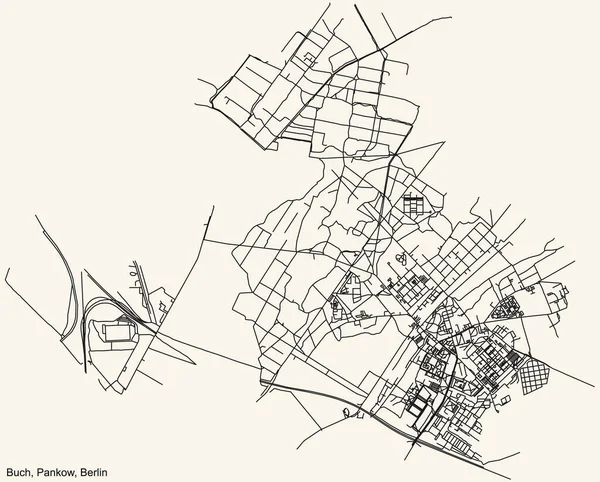 Preto Simples Mapa Detalhado Estradas Rua Fundo Bege Vintage Bairro — Vetor de Stock