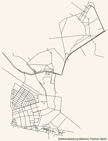 Negro Simple Mapa Carreteras Calle Detallado Fondo Beige Vintage Del — Vector de stock