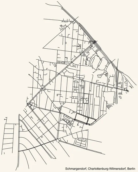 Preto Simples Mapa Detalhado Estradas Rua Fundo Bege Vintage Bairro — Vetor de Stock