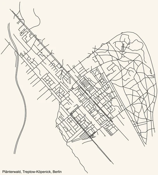 Preto Simples Detalhado Cidade Rua Estradas Mapa Plano Fundo Bege — Vetor de Stock