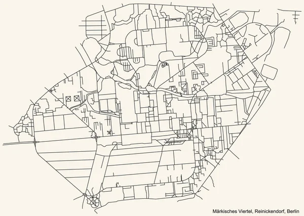 Preto Simples Detalhado Cidade Rua Estradas Mapa Plano Fundo Bege — Vetor de Stock