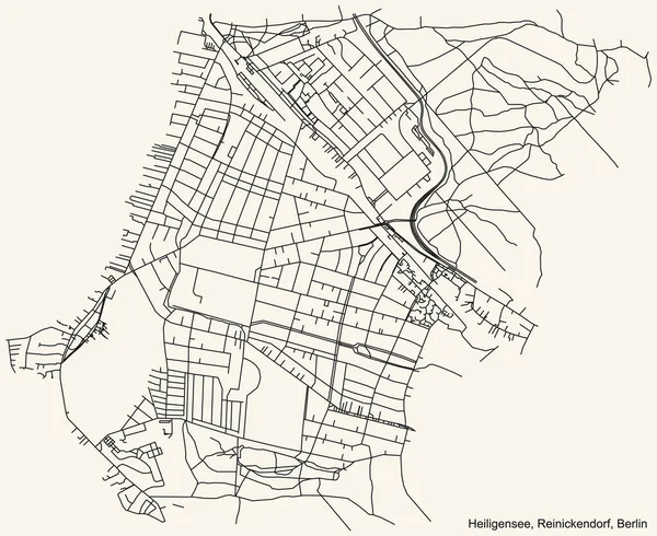 Preto Simples Detalhado Cidade Rua Estradas Mapa Plano Fundo Bege — Vetor de Stock