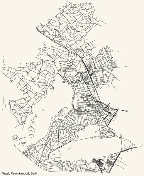 Black Simple Detailed City Street Road Map Plan Vintage Beige — Stockvector