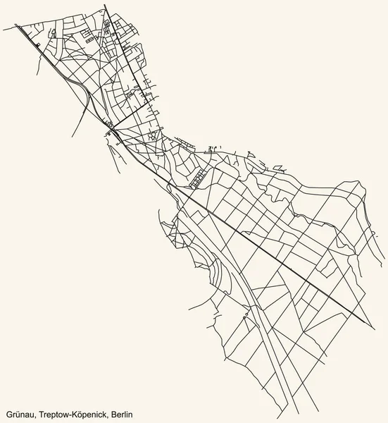 Чорні Прості Детальні Міські Вуличні Дороги План Вінтажного Бежевого Тла — стоковий вектор