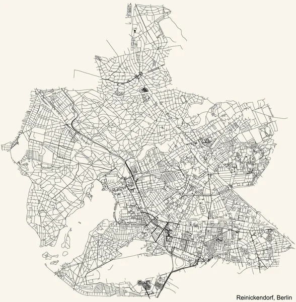 黒シンプルな詳細通り都市道路地図計画ヴィンテージベージュ周辺の背景ベルリン ドイツ — ストックベクタ