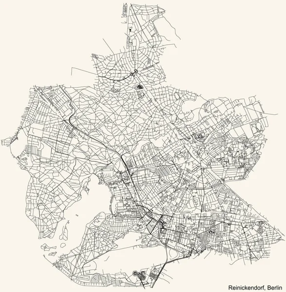 Preto Simples Detalhado Rua Estradas Mapa Plano Fundo Bege Vintage — Vetor de Stock