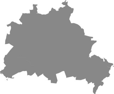 Berlin, Almanya 'nın basit vektör gri idari haritası