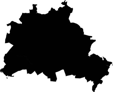 Berlin, Almanya 'nın basit vektör siyah idari haritası