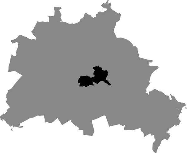 Black Location Map Berliner Friedrichshain Kreuzberg Borough Bezirk Gray Map — Stock Vector