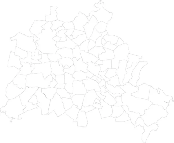 Prosta Biała Mapa Wektorowa Czarnymi Granicami Dzielnic Bezirke Miejscowości Berlin — Wektor stockowy