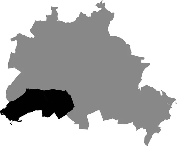 Berliner Steglitz Zehlendorf Borough Bezirk Fekete Elhelyezkedése Berlin Szürke Térképén — Stock Vector