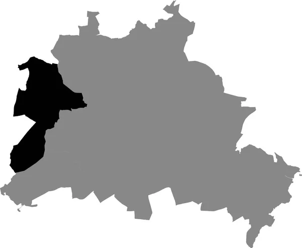 Schwarze Lagekarte Des Bezirks Berlin Spandau Innerhalb Der Grauen Karte — Stockvektor