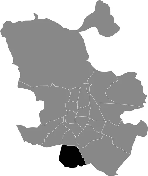 Mapa Localização Bairro Madrilenian Villaverde Dentro Mapa Cinza Madrid Espanha — Vetor de Stock