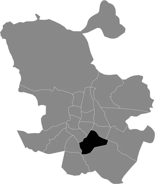 Černá Mapa Lokality Madrilenian Puente Vallecas Šedé Mapě Madridu Španělsko — Stockový vektor