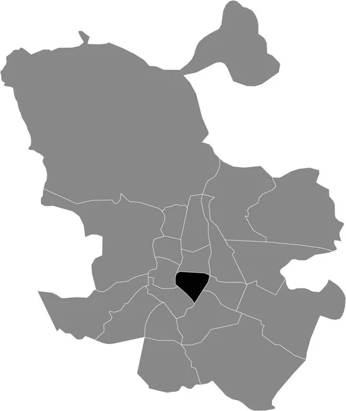 マドリード スペイン の灰色の地図の中でマドリリアン レティーロ地区の黒い場所 — ストックベクタ