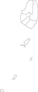 Saint Vincent 'ın beyaz vektör haritası ve siyah sınırlı Grenadinler.