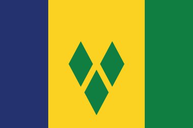 Saint Vincent ve Grenadines anayasal monarşisinin resmi vektör bayrağı