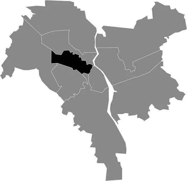 Zwarte Kaart Van Het District Kievan Shevchenkivskyi Grijze Kaart Van — Stockvector