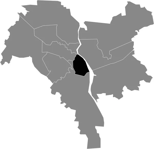 キエフ キエフ ウクライナの灰色の地図の中のキエフPecherskyi地区の黒い場所 — ストックベクタ