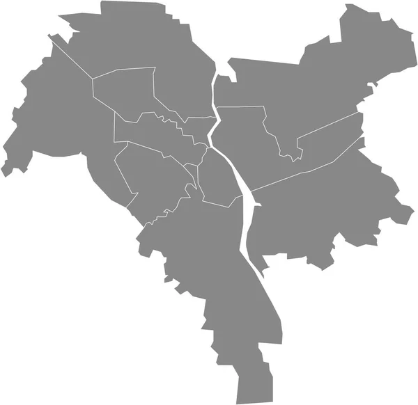 Simple Vector Administrativo Mapa Gris Kiev Kiev Ucrania — Archivo Imágenes Vectoriales