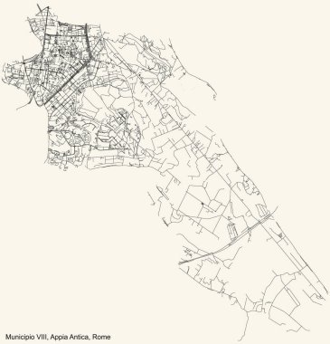 İtalya 'nın Roma kenti Municipio VIII Appia Antica belediyesinin klasik bej arka plan haritası