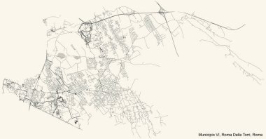 İtalya 'nın Roma kenti Municipio VI Roma Delle Torri belediyesinin klasik bej arka plan haritası