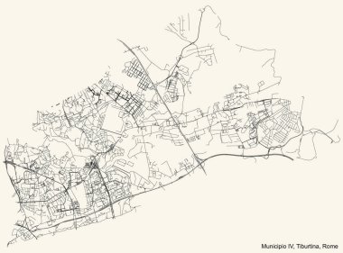İtalya 'nın Roma kenti Municipio IV Tiburtina belediyesinin klasik bej arka plan haritası