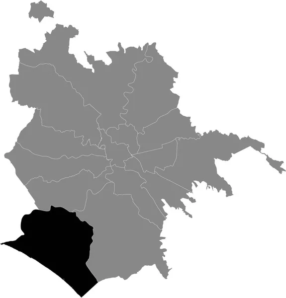 Roma Municipio Ostia Acilia Belediyesinin Gri Roma Haritası Talya — Stok Vektör