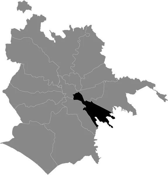 罗马教廷Vii Appio Latino Tuscolano Cinecitt自治市位于意大利罗马灰色地图内的黑色位置图 — 图库矢量图片