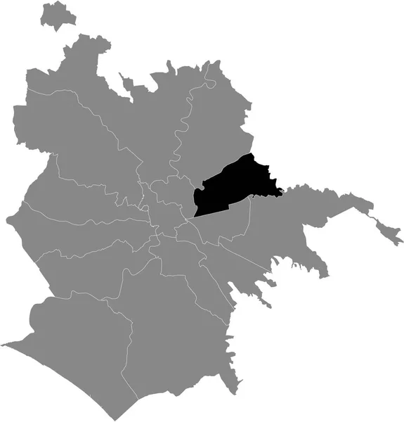 Black Location Map Roman Municipio Tiburtina Municipality Gray Map Rome — Stock Vector
