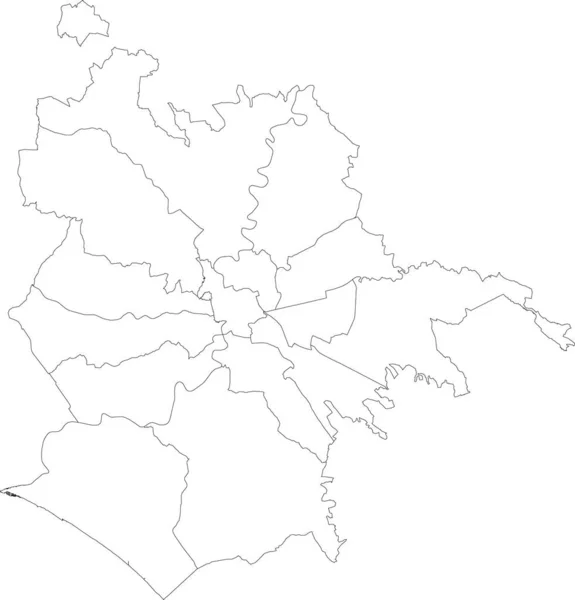 Vector Simple Mapa Blanco Con Fronteras Negras Los Municipios Roma — Archivo Imágenes Vectoriales