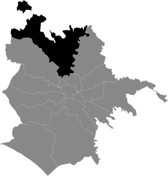 ローマの灰色の地図ローマ イタリアの中心地 フラミニア自治体の黒い場所 — ストックベクタ