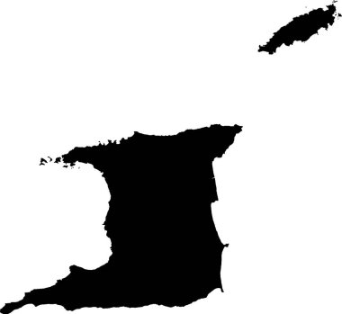 Trinidad ve Tobago anayasal cumhuriyetinin siyah vektör haritası