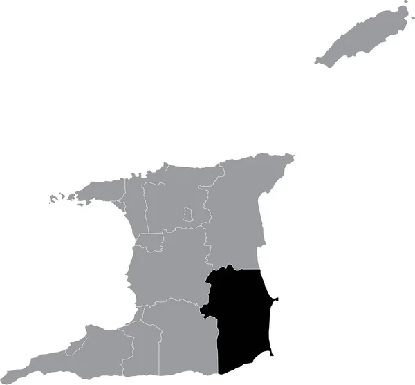 特立尼达和多巴哥灰色地图内Trinbagonian Mayarorio Claro地区的黑色位置图 — 图库矢量图片