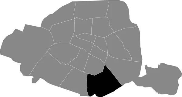 Czarna Mapa Paryża Dzielnica Wewnątrz Szarej Mapy Paryża Francja — Wektor stockowy