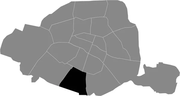 Schwarze Lagekarte Des Pariser Arrondissements Observatoire Arrondissement Innerhalb Der Grauen — Stockvektor