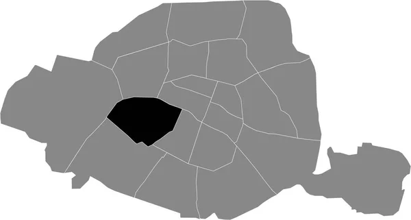 Mappa Dettagliata Parigi Arrondissement All Interno Della Mappa Grigia Parigi — Vettoriale Stock