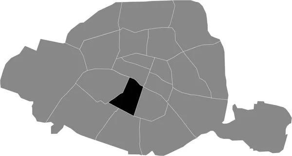 Mappa Dettagliata Parigi Arrondissement All Interno Della Mappa Grigia Parigi — Vettoriale Stock