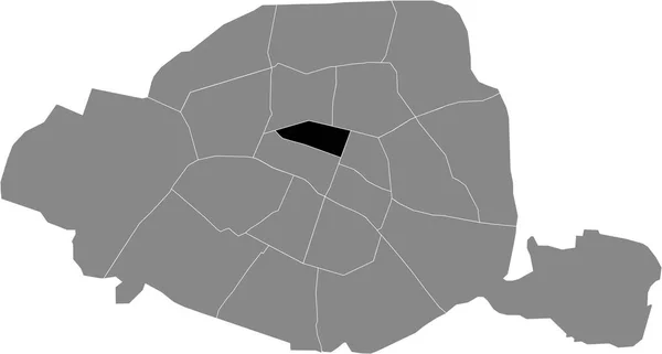 フランスの灰色の地図の中でパリのデキシックス 2番目の地区の黒い場所 — ストックベクタ