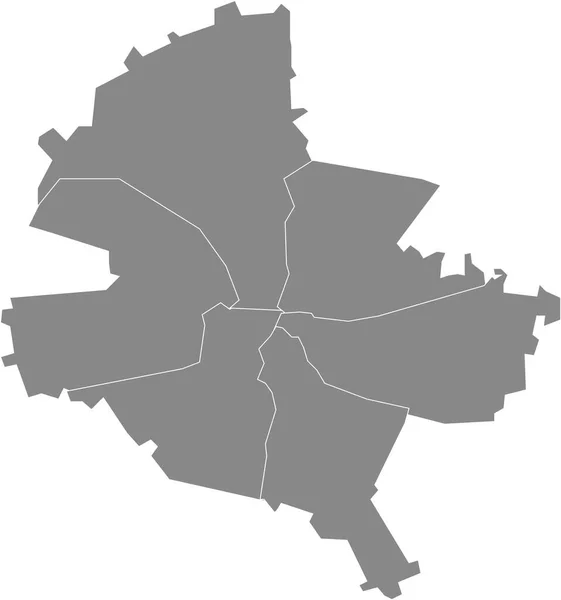 Simple Vector Gris Mapa Con Bordes Blancos Los Sectores Bucarest — Vector de stock