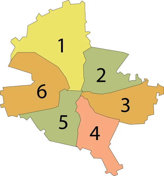 Simple Vector Pastel Mapa Con Bordes Negros Números Sectores Bucarest — Vector de stock