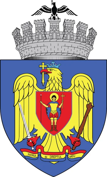 Vector Escudo Armas Ilustración Capital Rumana Bucarest Rumania — Vector de stock