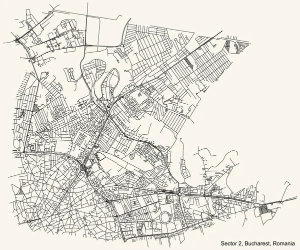 Preto Simples Mapa Detalhado Estradas Rua Fundo Bege Vintage Bairro —  Vetores de Stock