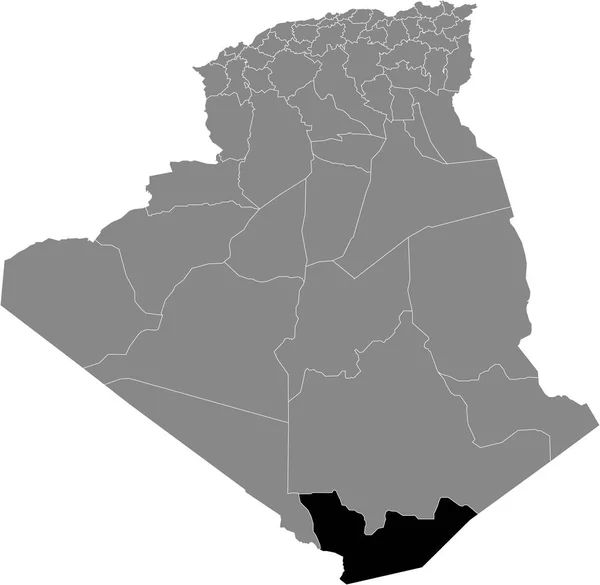 Svart Platskarta Över Den Algeriska Provinsen Guezzam Inuti Grå Karta — Stock vektor