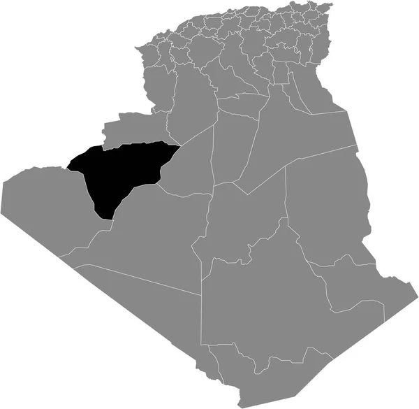 アルジェリアの灰色の地図内のアルジェリアBni Abbs州の黒い場所 — ストックベクタ