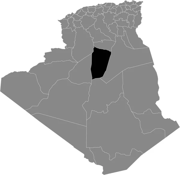 アルジェリアの灰色の地図内のアルジェリア メニア州の黒い場所 — ストックベクタ