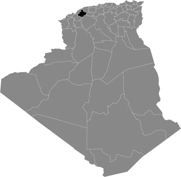 Mapa Ubicación Negro Provincia Argelina Relizane Dentro Del Mapa Gris — Archivo Imágenes Vectoriales