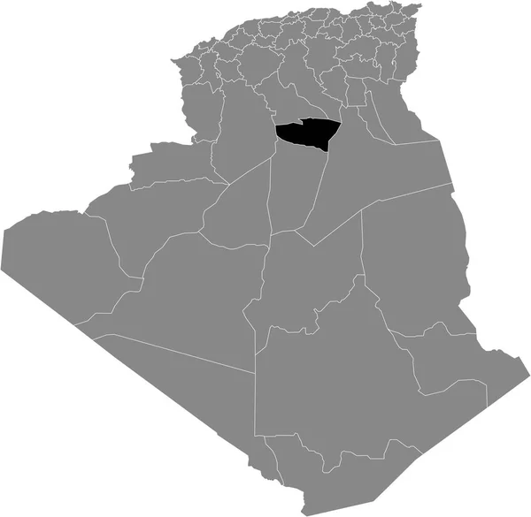 Czarna Mapa Lokalizacji Prowincji Algieria Ghardaia Wewnątrz Szarej Mapy Algieria — Wektor stockowy
