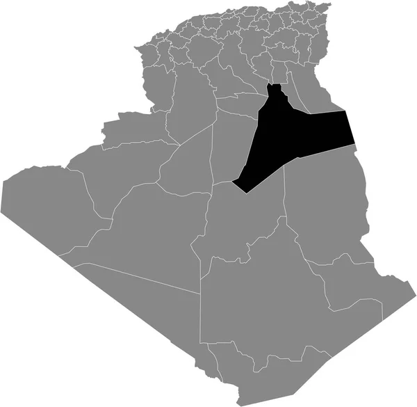 Schwarze Lagekarte Der Algerischen Provinz Ouargla Innerhalb Der Grauen Karte — Stockvektor